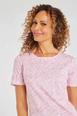 Short Sleeve Tie Dye Animal Print Scoop Neck Top -Mod Vanta Sales Store 900294162 alt51