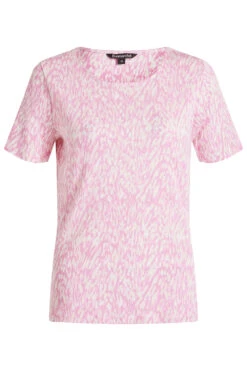 Short Sleeve Tie Dye Animal Print Scoop Neck Top -Mod Vanta Sales Store 900294162 default