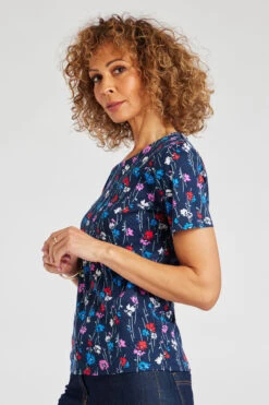 Short Sleeve Ditsy Print Scoop Neck Top -Mod Vanta Sales Store 900294253 alt3