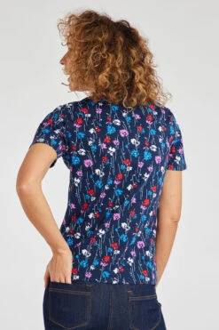 Short Sleeve Ditsy Print Scoop Neck Top -Mod Vanta Sales Store 900294253 alt4