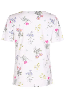 Ivory Short Sleeve Wild Flower Print Notch Neck Top -Mod Vanta Sales Store 900294544 alt2