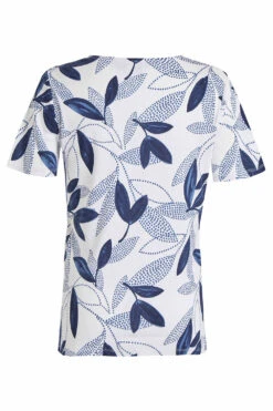 Short Sleeve Dot And Leaf Print Notch Neck Top -Mod Vanta Sales Store 900294644 alt2