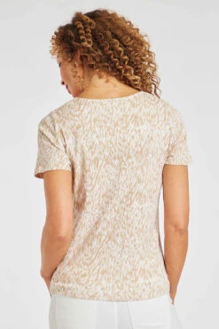 Short Sleeve Tie Dye Animal Print Notch Neck Top -Mod Vanta Sales Store 900294781 alt41