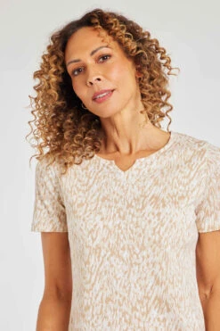 Short Sleeve Tie Dye Animal Print Notch Neck Top -Mod Vanta Sales Store 900294781 alt51