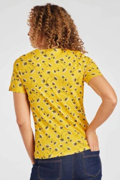 Short Sleeve Dandelion Print Notch Neck Top -Mod Vanta Sales Store 900294897 alt41