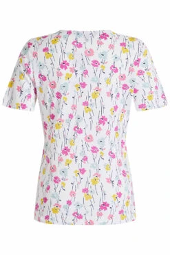 Short Sleeve Multi Ditsy Print Notch Neck Top -Mod Vanta Sales Store 900294944 alt2