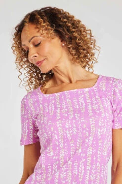 Short Sleeve Wild Seed Printed Square Neck Top -Mod Vanta Sales Store 900295363 alt51