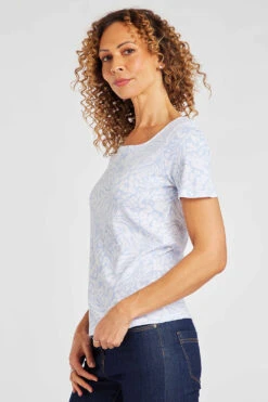 Short Sleeve Mono Animal Print Square Neck Top 12 Short Sleeve Mono Animal Print Square Neck Top -Mod Vanta Sales Store 900295409 alt31