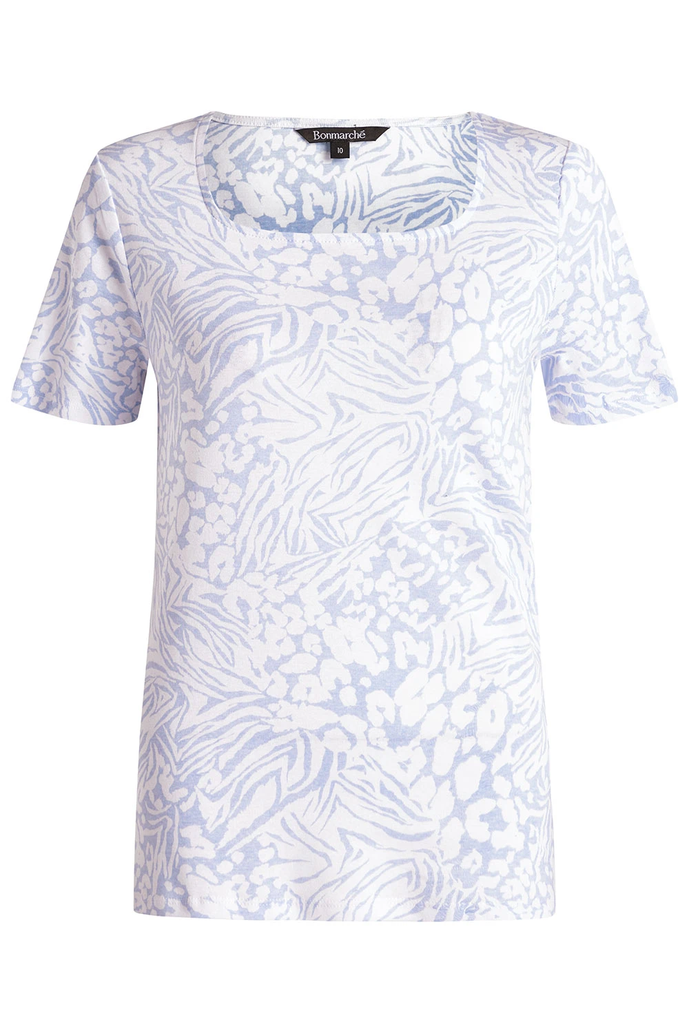 Short Sleeve Mono Animal Print Square Neck Top 4 Short Sleeve Mono Animal Print Square Neck Top - Image 2