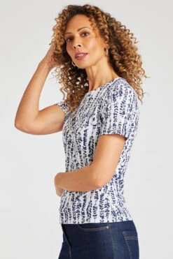 Short Sleeve Wild Seed Print Scoop Neck Top -Mod Vanta Sales Store 900295544 alt31