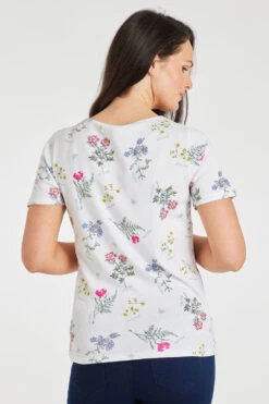 Short Sleeve Wild Flower Print Square Neck Top -Mod Vanta Sales Store 900296144 alt4