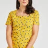 Short Sleeve Dandelion Print Square Neck Top -Mod Vanta Sales Store 900296497 alt1
