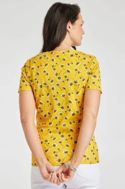 Short Sleeve Dandelion Print Square Neck Top -Mod Vanta Sales Store 900296497 alt4