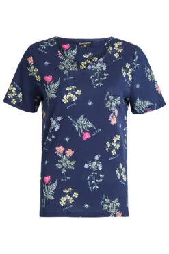 Short Sleeve Wild Flower Print Notch Neck Top -Mod Vanta Sales Store 900296653 default