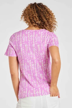 Short Sleeve Wild Seed Print Notch Neck Top -Mod Vanta Sales Store 900296763 alt41