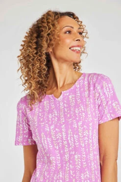 Short Sleeve Wild Seed Print Notch Neck Top -Mod Vanta Sales Store 900296763 alt61