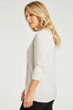 3/4 Sleeve Ditsy Fleur Print Tie Waist Top -Mod Vanta Sales Store 900296952 alt4