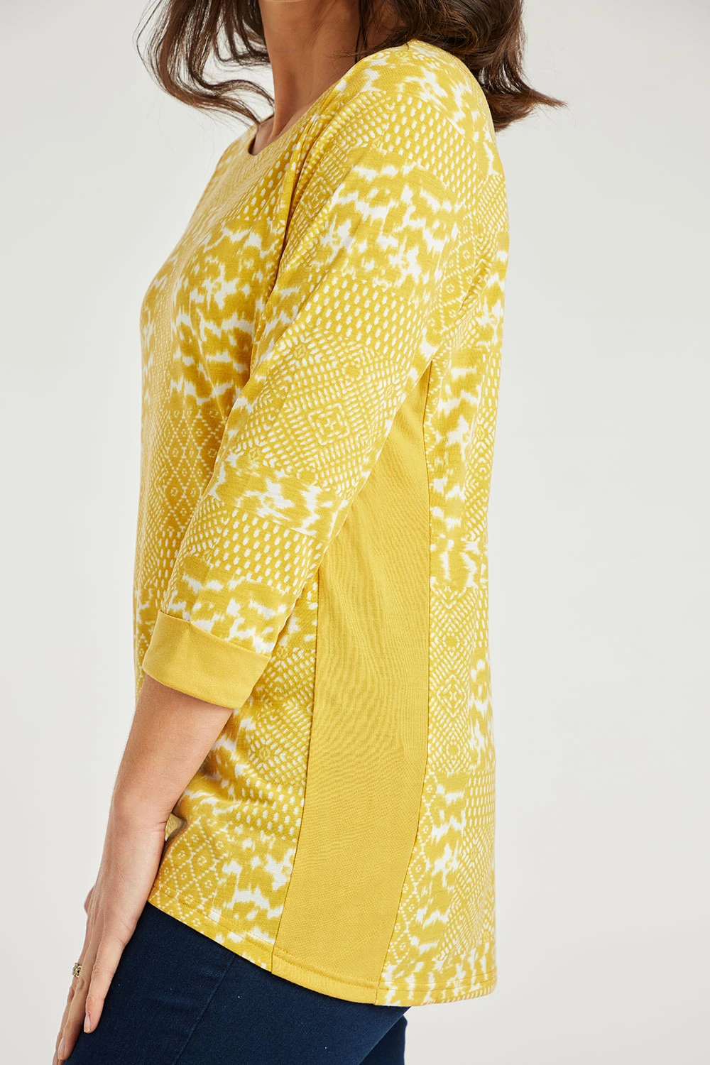 3/4 Sleeve Tonal Patchwork Panel Design Top 9 3/4 Sleeve Tonal Patchwork Panel Design Top - Image 7