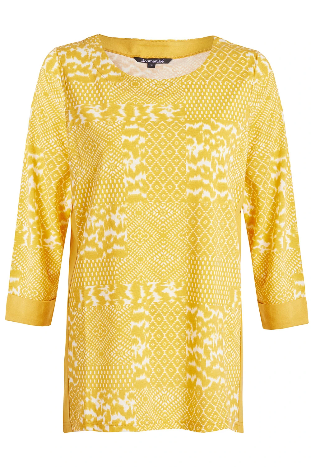 3/4 Sleeve Tonal Patchwork Panel Design Top 4 3/4 Sleeve Tonal Patchwork Panel Design Top - Image 2