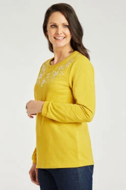 Long Sleeve Embroidered Flower Neckline Top -Mod Vanta Sales Store 900297497 alt3