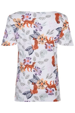 Short Sleeve Floral And Leopard Design Top -Mod Vanta Sales Store 900298244 alt2