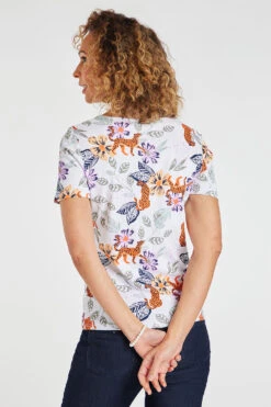 Short Sleeve Floral And Leopard Design Top -Mod Vanta Sales Store 900298244 alt4