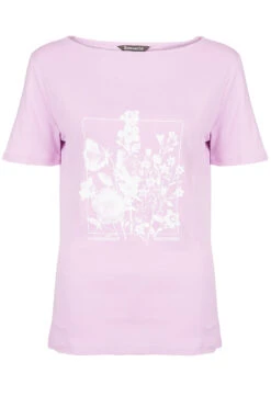 Short Sleeve Flower Placement Print Top With Boat Neckline -Mod Vanta Sales Store 900298641 default