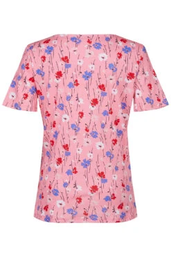 Short Sleeve Multi Ditsy Print Top With Notch Neckline 10 Short Sleeve Multi Ditsy Print Top With Notch Neckline -Mod Vanta Sales Store 900299021 alt2