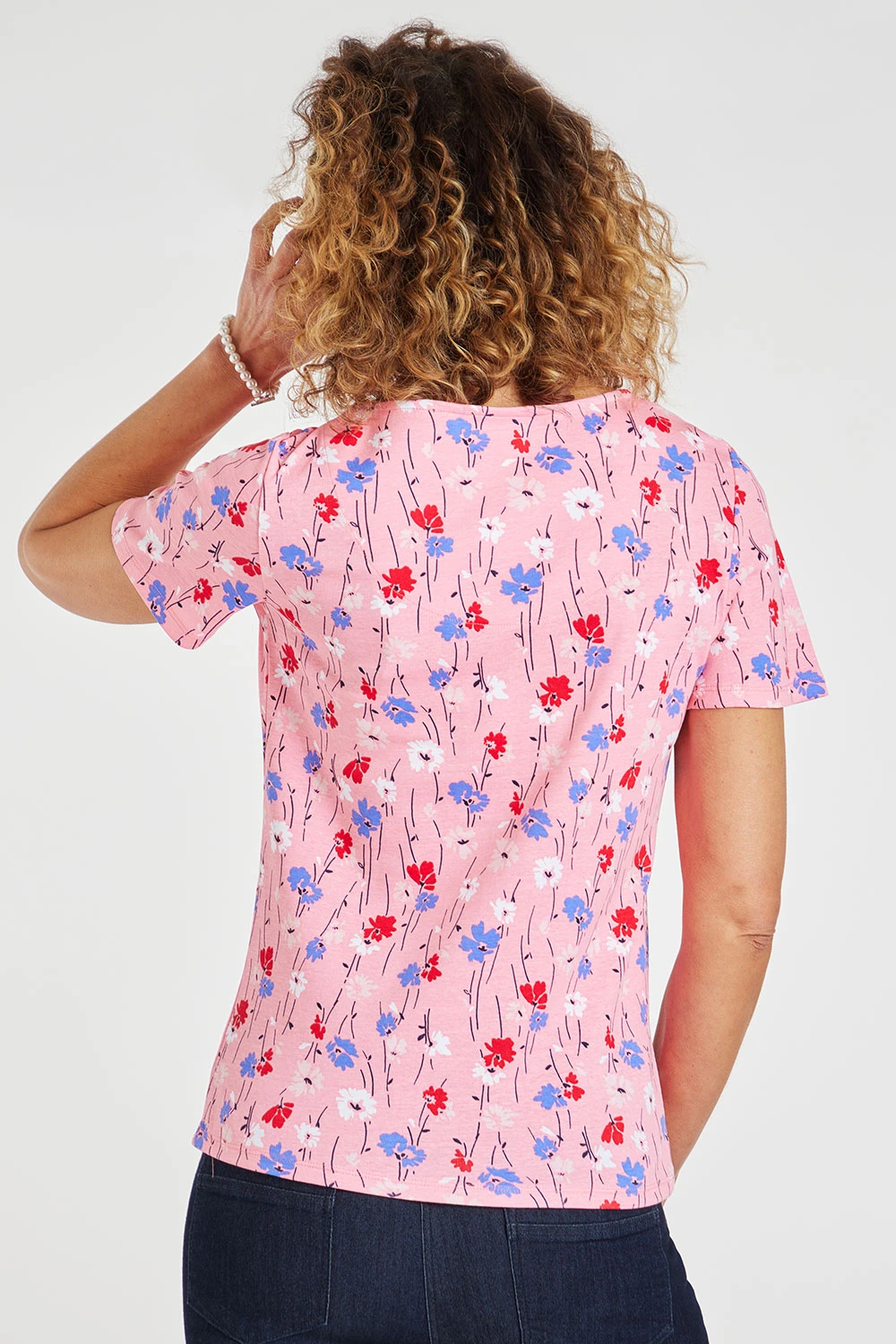 Short Sleeve Multi Ditsy Print Top With Notch Neckline 6 Short Sleeve Multi Ditsy Print Top With Notch Neckline - Image 4