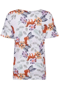 Floral And Leopard Print Top With Notch Neckline -Mod Vanta Sales Store 900299244 alt2