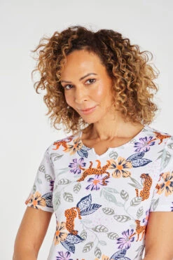 Floral And Leopard Print Top With Notch Neckline -Mod Vanta Sales Store 900299244 alt6