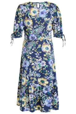 Large Floral Print Dress With Tie Sleeves -Mod Vanta Sales Store 900308153 alt2
