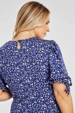 Ditsy Floral Dress With Tie Sleeves -Mod Vanta Sales Store 900308253 alt51