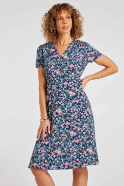 Floral Print Tea Dress With Shirred Shoulder Detail 17 Floral Print Tea Dress With Shirred Shoulder Detail -Mod Vanta Sales Store 900308453 alt3