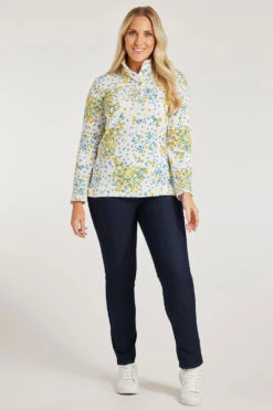 Long Sleeve Floral Print Funnel Neck Sweatshirt -Mod Vanta Sales Store 900308845 alt1