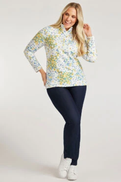 Long Sleeve Floral Print Funnel Neck Sweatshirt -Mod Vanta Sales Store 900308845 alt3