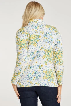 Long Sleeve Floral Print Funnel Neck Sweatshirt -Mod Vanta Sales Store 900308845 alt5