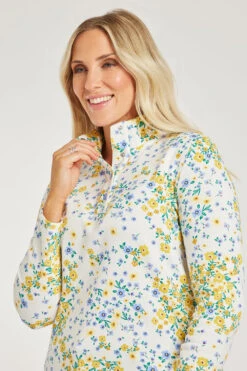 Long Sleeve Floral Print Funnel Neck Sweatshirt -Mod Vanta Sales Store 900308845 alt6