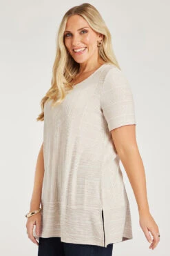 Short Sleeve Stripe Soft Touch Tunic 13 Short Sleeve Stripe Soft Touch Tunic -Mod Vanta Sales Store 900308981 alt4