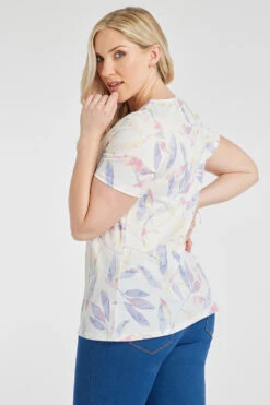 Short Sleeve Leaf Print Plisse Top -Mod Vanta Sales Store 900309144 alt51