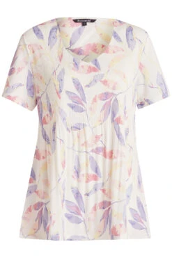 Short Sleeve Leaf Print Plisse Top -Mod Vanta Sales Store 900309144 default