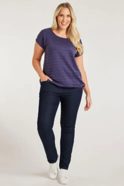 Short Sleeve Jersey Broderie Bubble Hem Top -Mod Vanta Sales Store 900309253 alt1