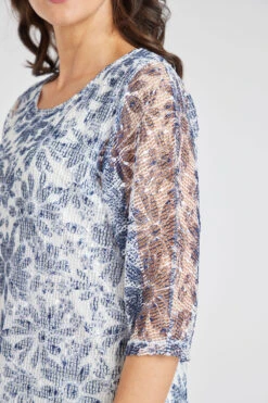 3/4 Sleeve Daisy Print Popcorn Blouse -Mod Vanta Sales Store 900309344 alt5