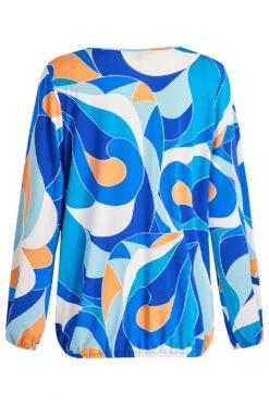 Long Sleeve Geo Swirl Wrap Top -Mod Vanta Sales Store 900309709 alt2