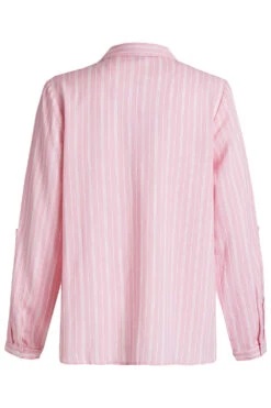 Long Sleeve Striped Linen Shirt With Pocket Detail -Mod Vanta Sales Store 900310363 alt2