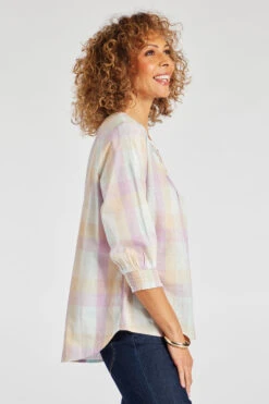 3/4 Sleeve Pintuck Multi Check Shirt -Mod Vanta Sales Store 900310463 alt3