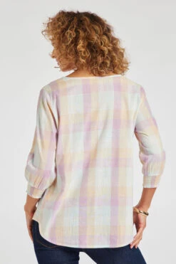 3/4 Sleeve Pintuck Multi Check Shirt -Mod Vanta Sales Store 900310463 alt4