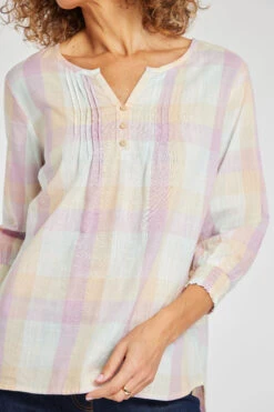 3/4 Sleeve Pintuck Multi Check Shirt -Mod Vanta Sales Store 900310463 alt5