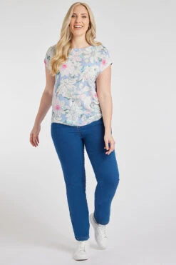 Short Sleeve Woven Floral Outline Top -Mod Vanta Sales Store 900310609 alt11