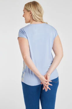 Short Sleeve Woven Floral Outline Top -Mod Vanta Sales Store 900310609 alt51